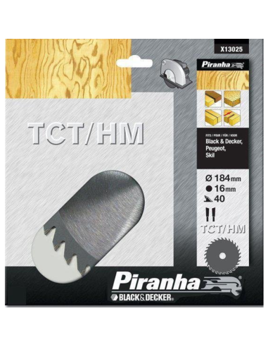 X13025 Circular Saw Blade 184x16mm - 40T PIRANHA