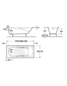 BATHTUB  1,70 Χ 0,75 ROCA MALIBU 2