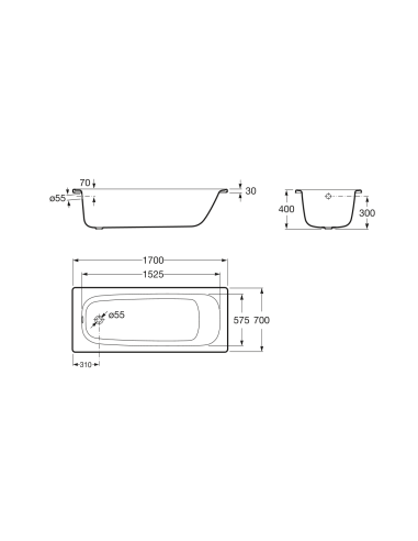 BATHTUB STEEL ROCA CONTESA 1.70X0.70