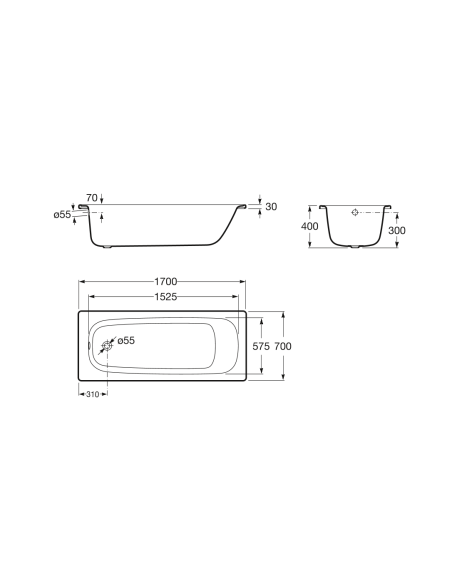 BATHTUB STEEL ROCA CONTESA 1.70X0.70
